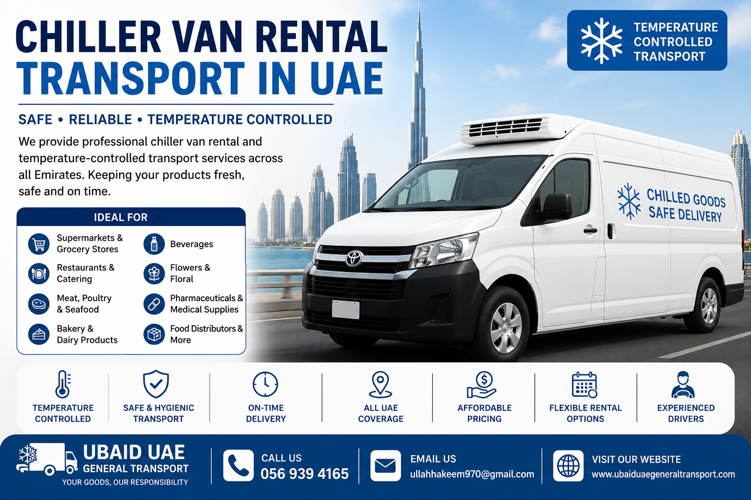 Read more about the article Chiller Van Rental Transport in UAE – Reliable Cold Chain Delivery Services